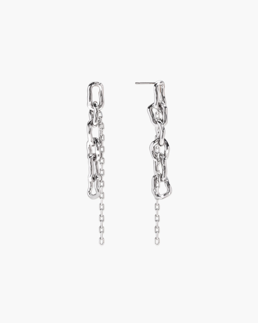 Molten Dual Chain Drop Earrings en route jewellery