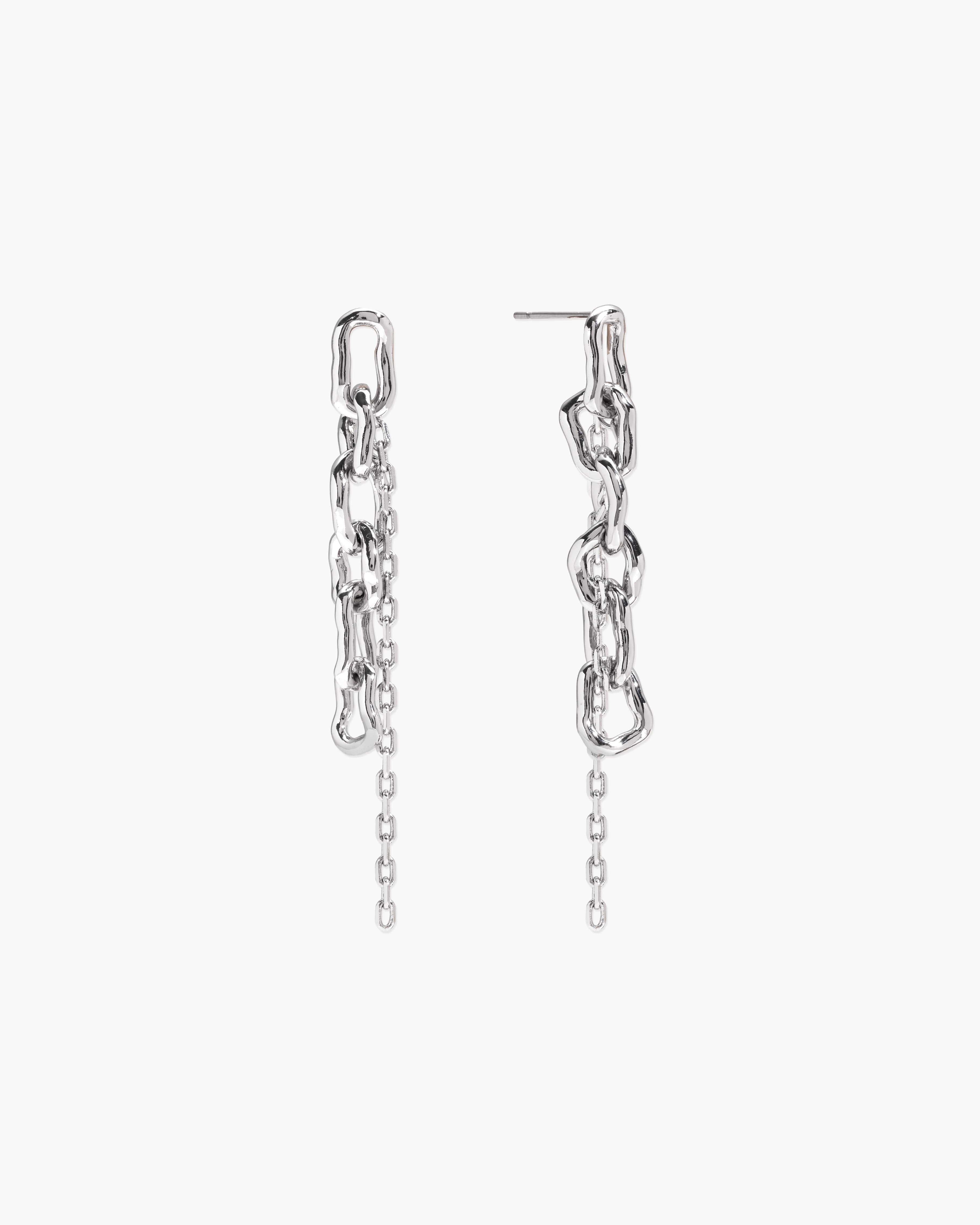 Molten Dual Chain Drop Earrings en route jewellery