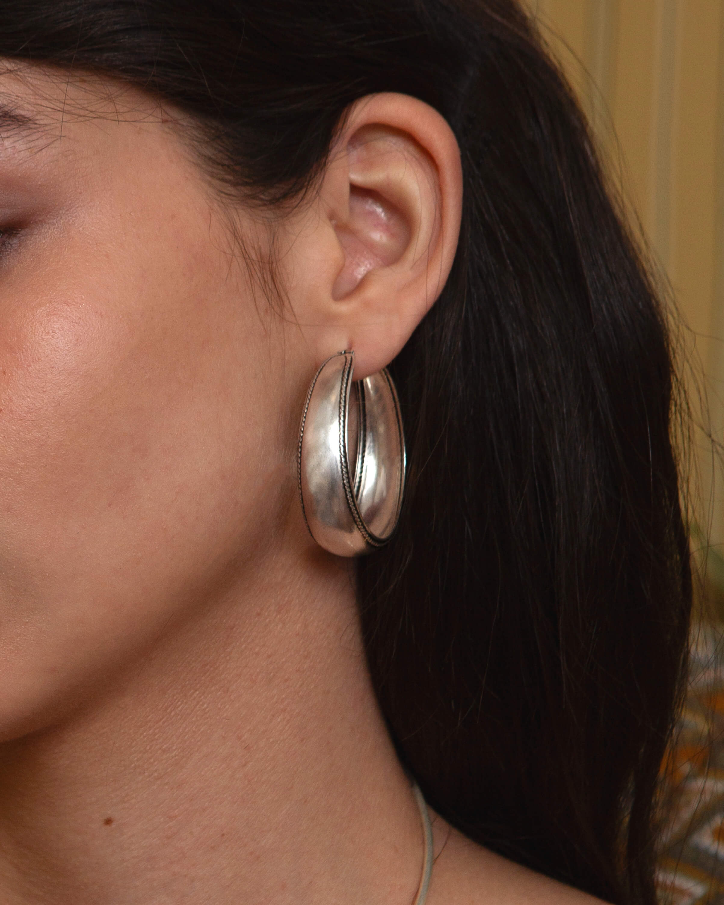 Orin Large Hoop Earrings in Silver en route jewellery