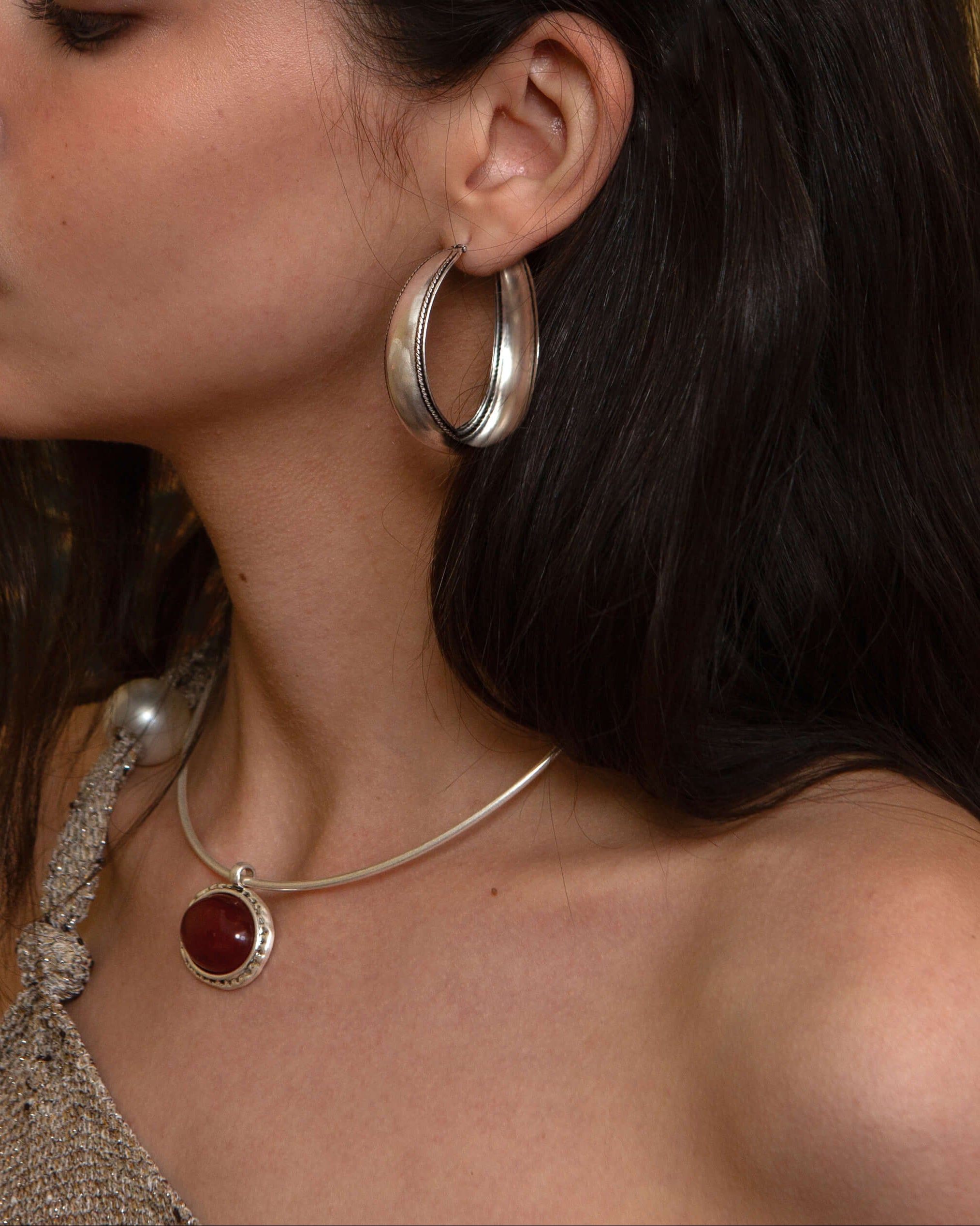 Orin Large Hoop Earrings in Silver en route jewellery