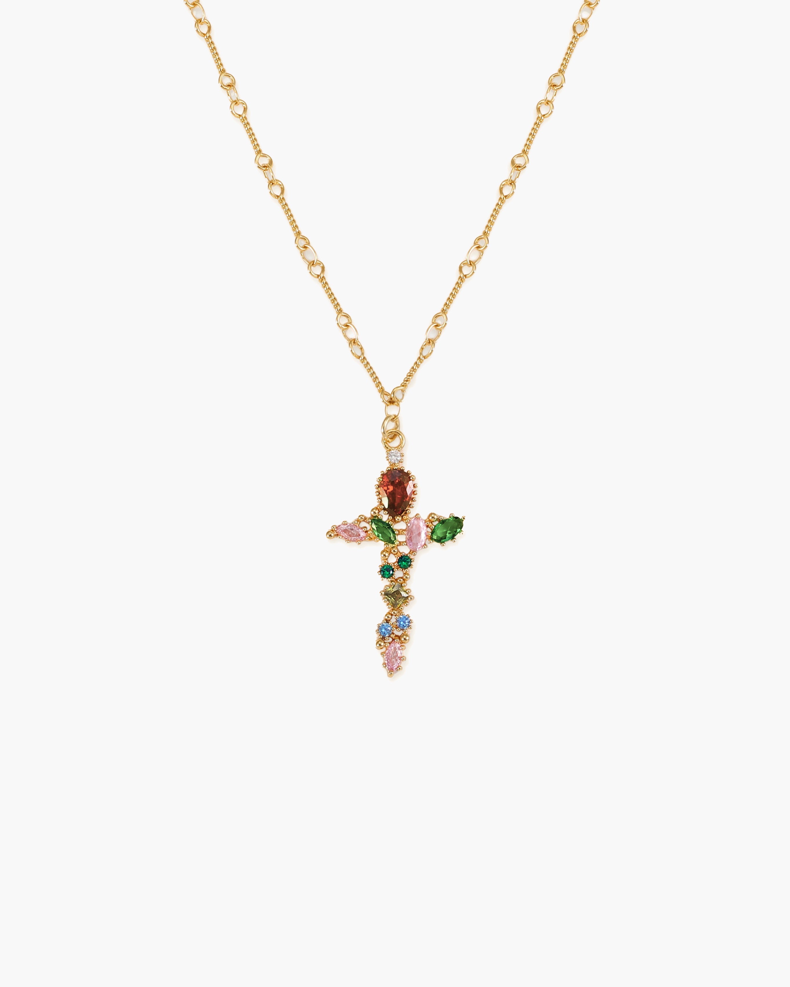 Iridescent Cross Necklace