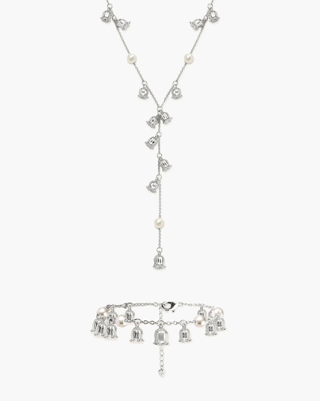 Lily of the Valley Pearl Set in Silver en route jewellery