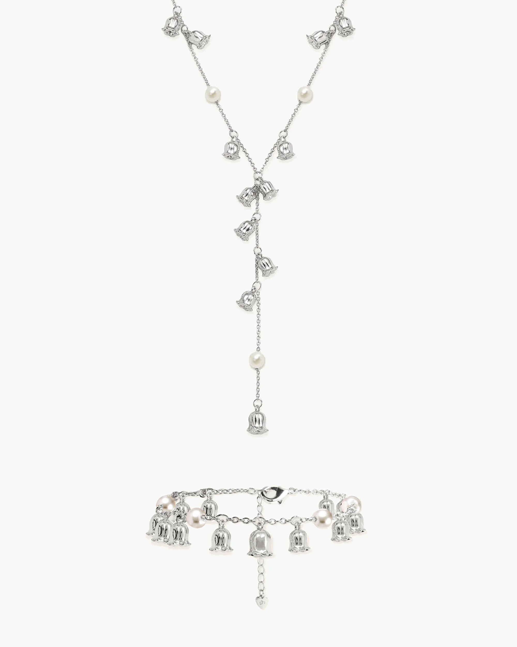 Lily of the Valley Pearl Set in Silver en route jewellery