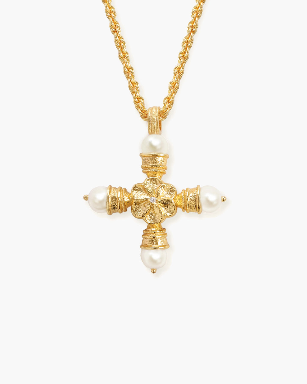 Florence Pearl Cross Necklace