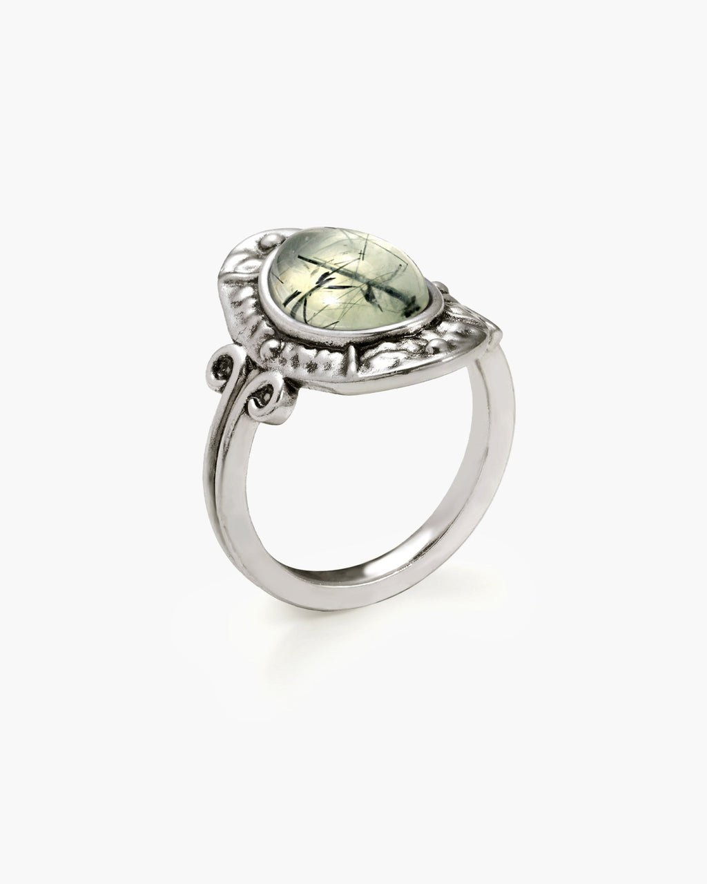 Mosswood Prehnite Ring en route jewellery
