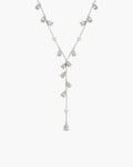 Lily of the Valley Pearl Lariat Necklace in Silver