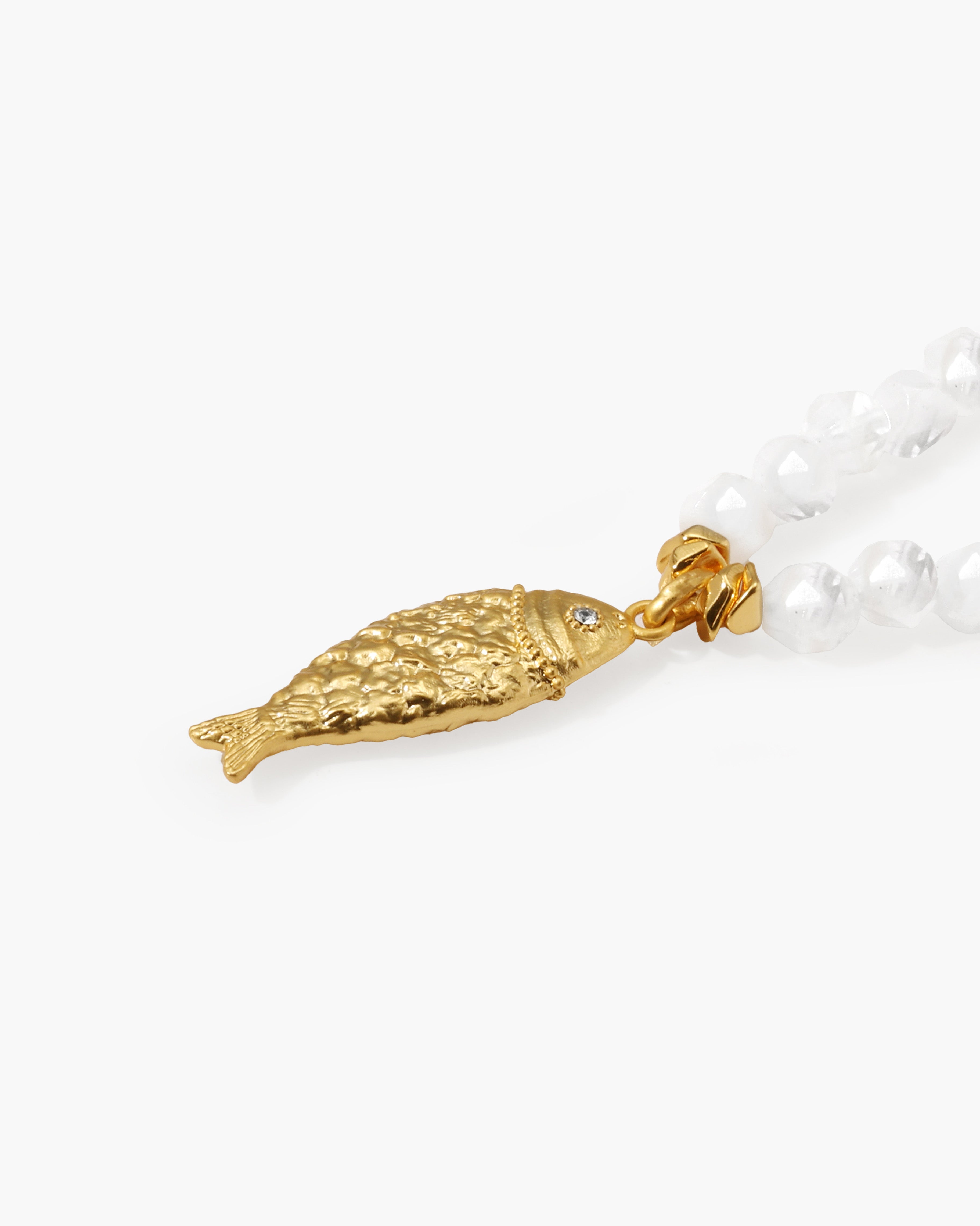 Isla Quartz Beaded Fish Pendant Necklace en route jewellery