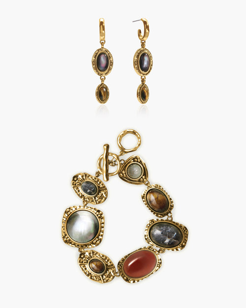 Athena Bracelet & Tiger's Gaze Earrings Set en route jewellery
