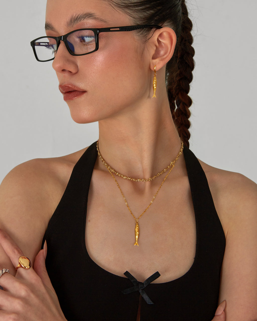 Anchovy Necklace & Earrings Set en route jewellery