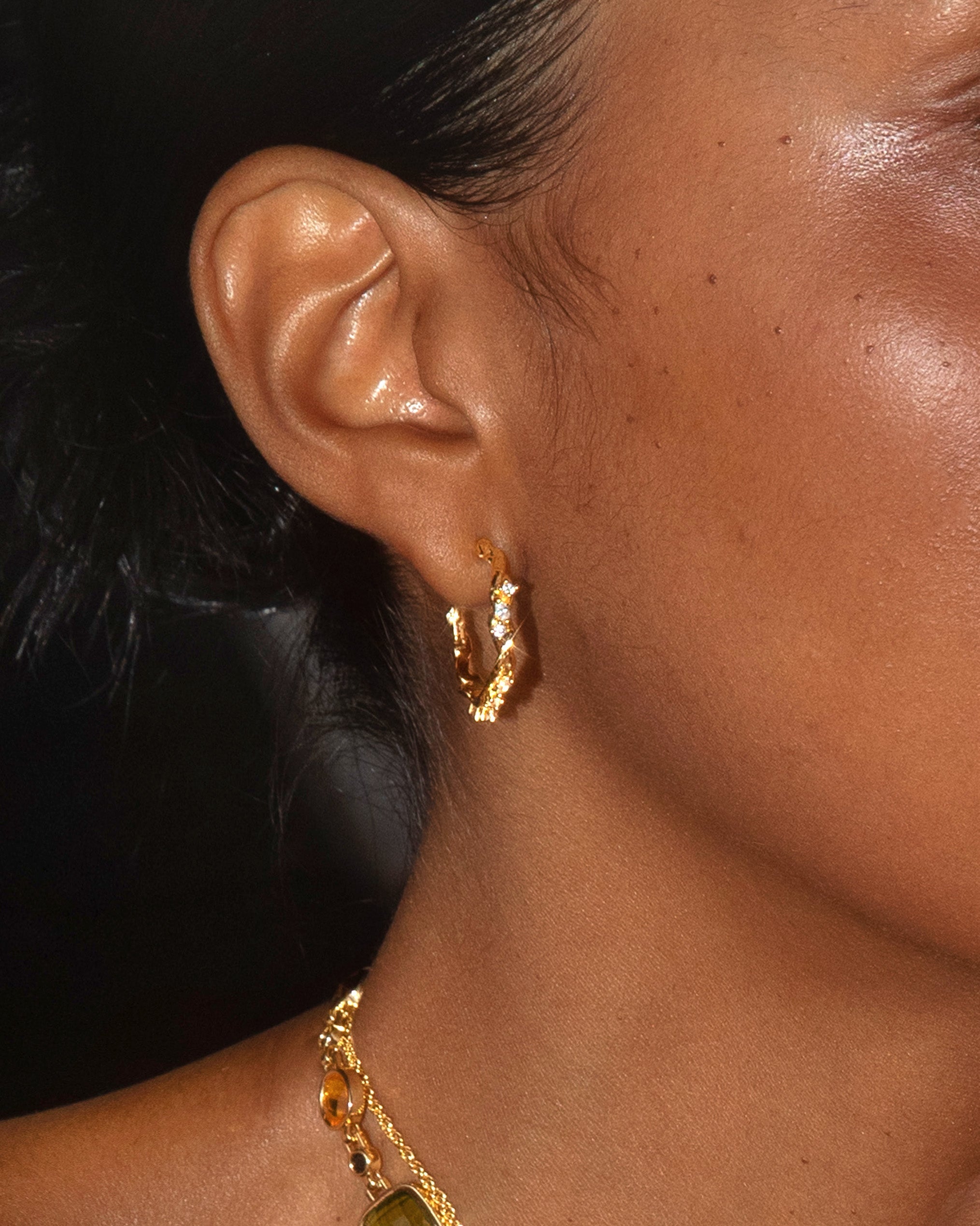 Moonlit Ivy Hoops Earrings en route jewellery