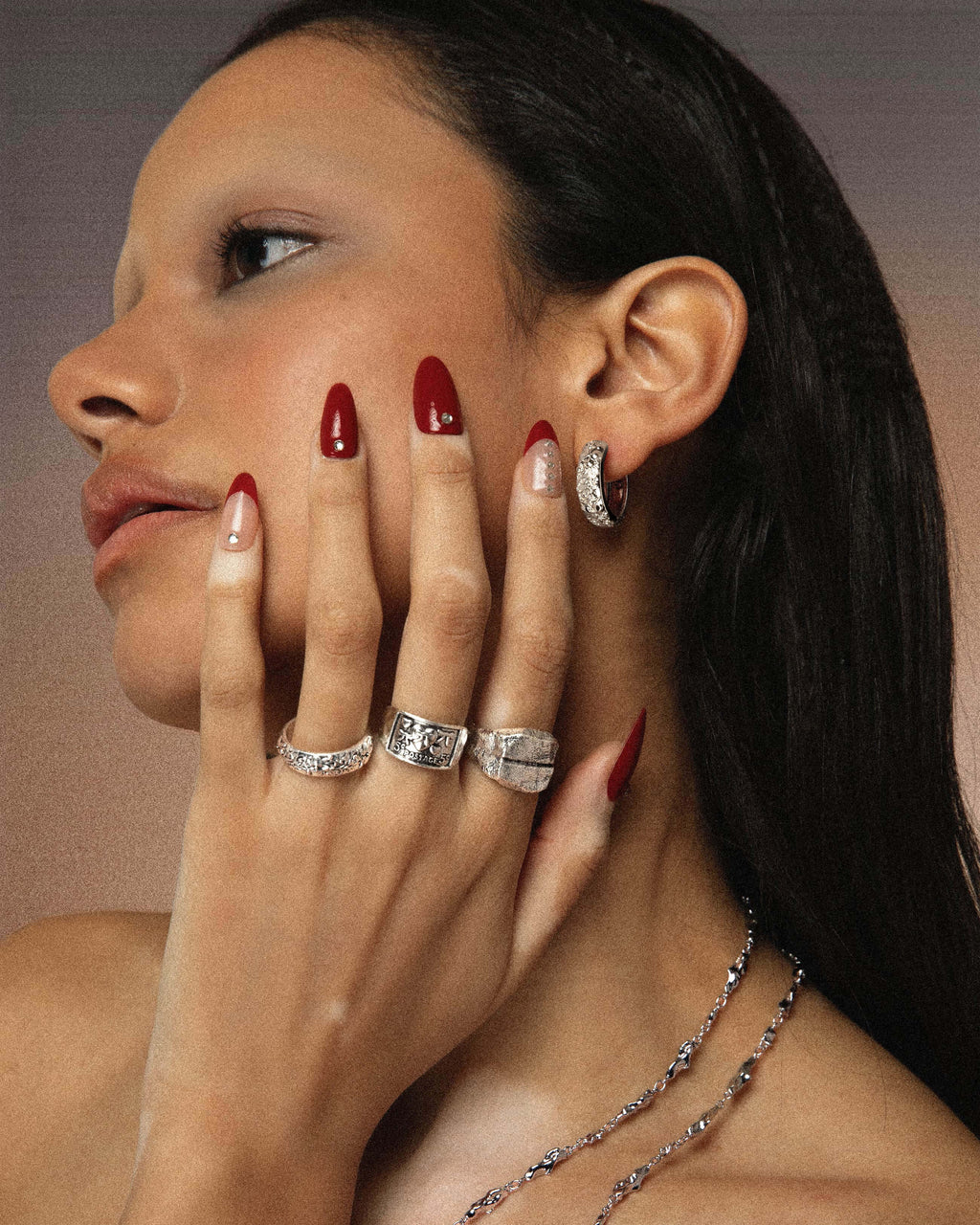 Serenade of Orchid Hoops in Silver en route jewellery