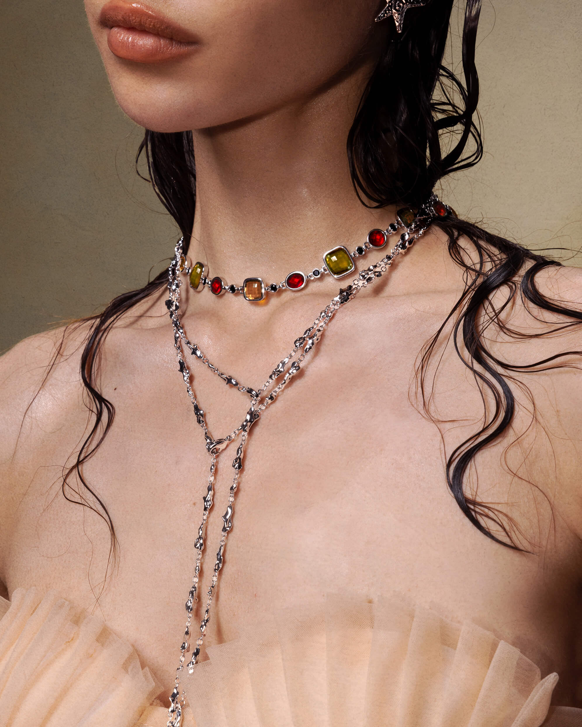Harmonia Multicolored Necklace in Silver en route jewellery