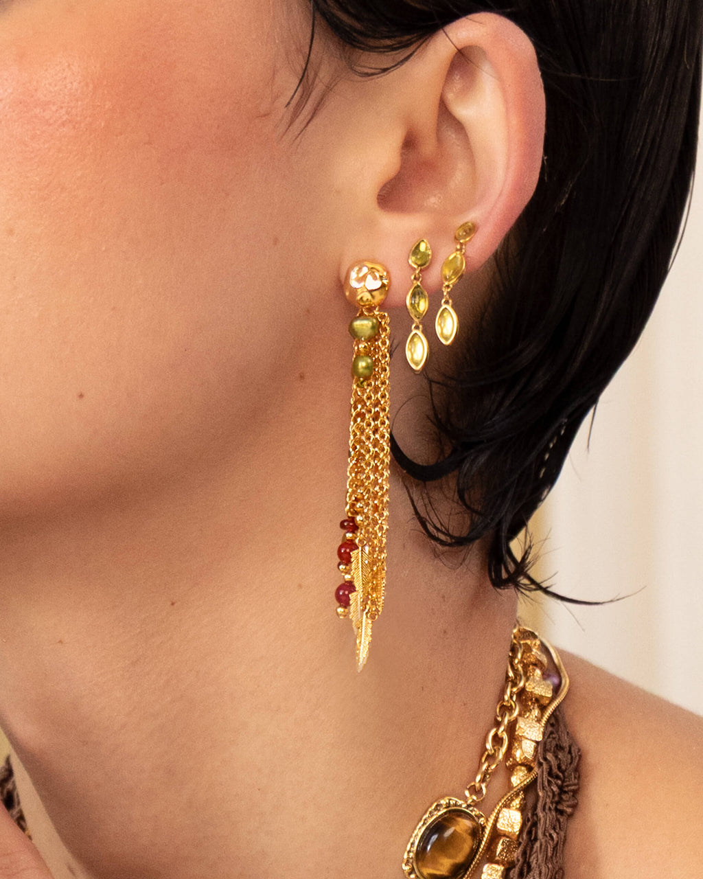 Golden Hush Beaded Tassel Earrings en route jewellery