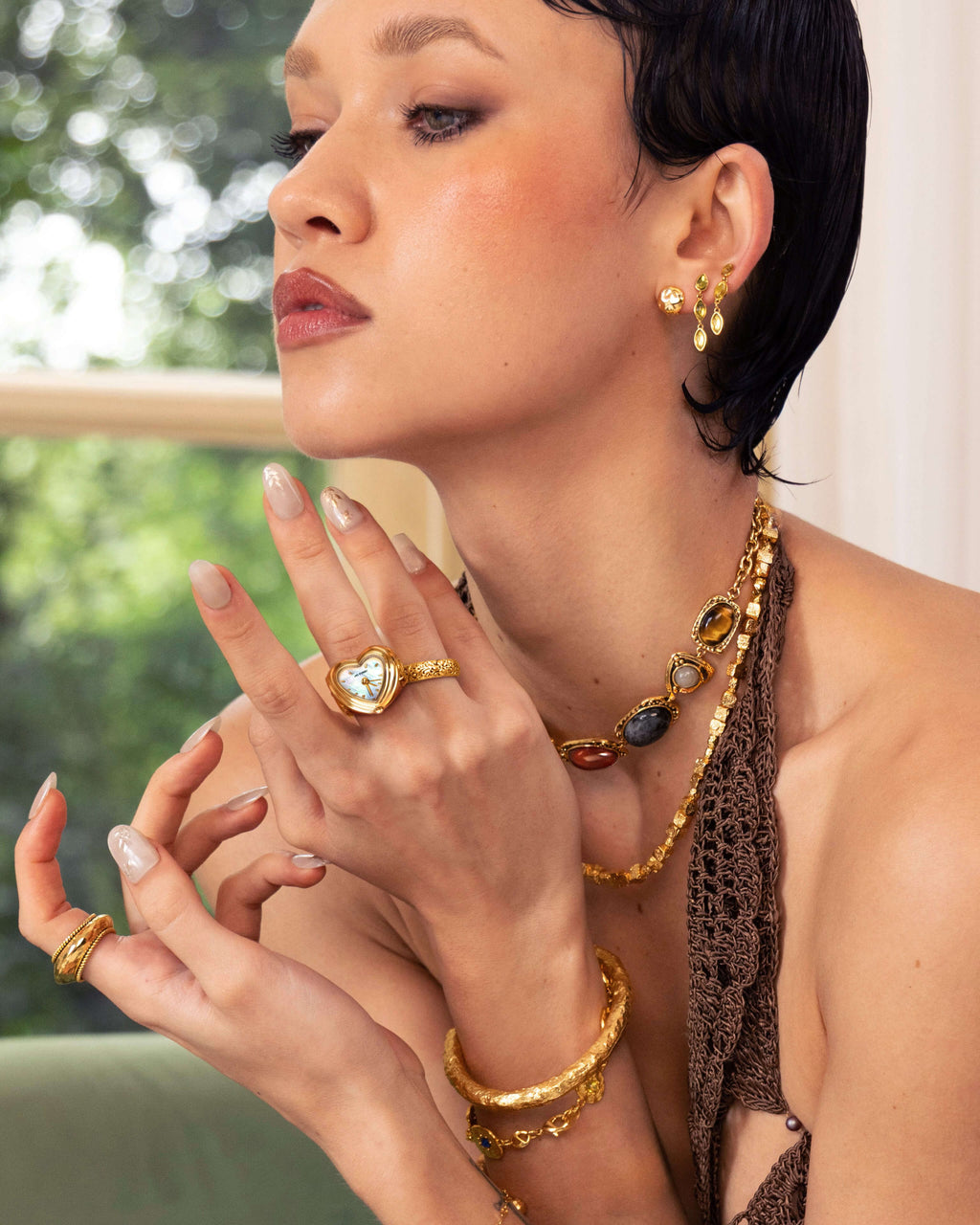 City Heart Watch Ring in Gold en route jewellery