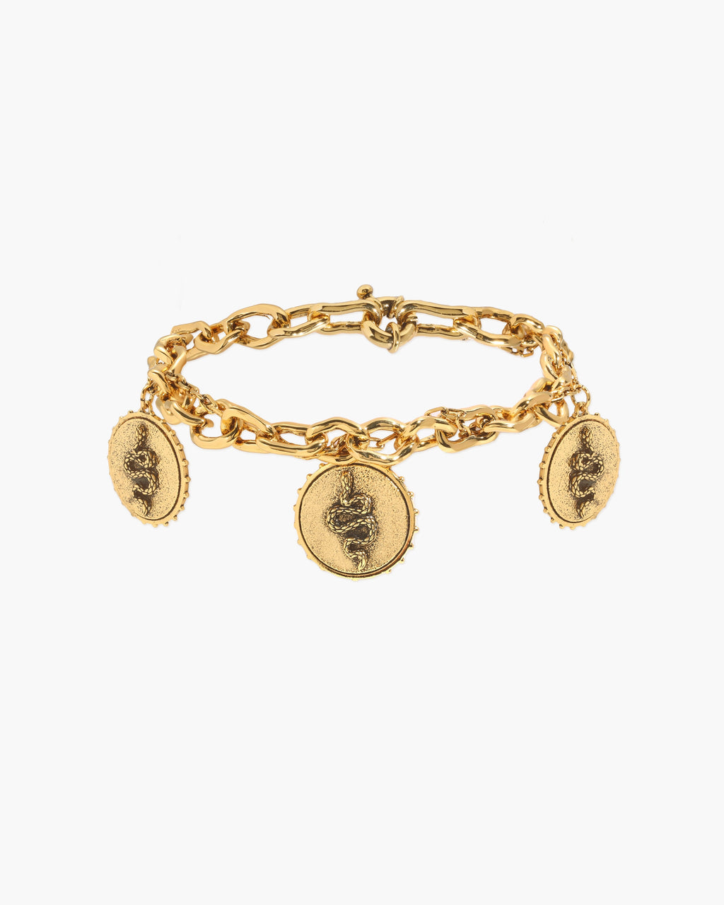Trinity Snake Coin Double Chain Bracelet in Gold en route jewellery