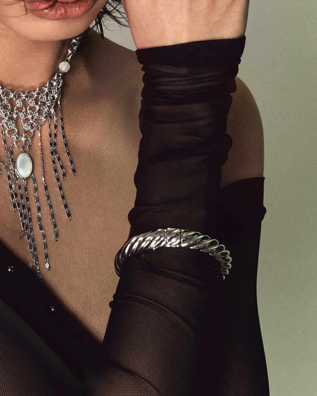 Silver Chunky Braided Bangle en route jewellery
