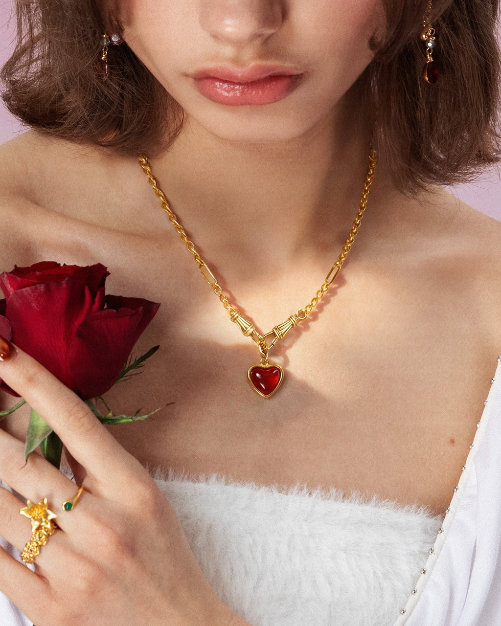 Carnelian Stone Heart Charm en route jewellery