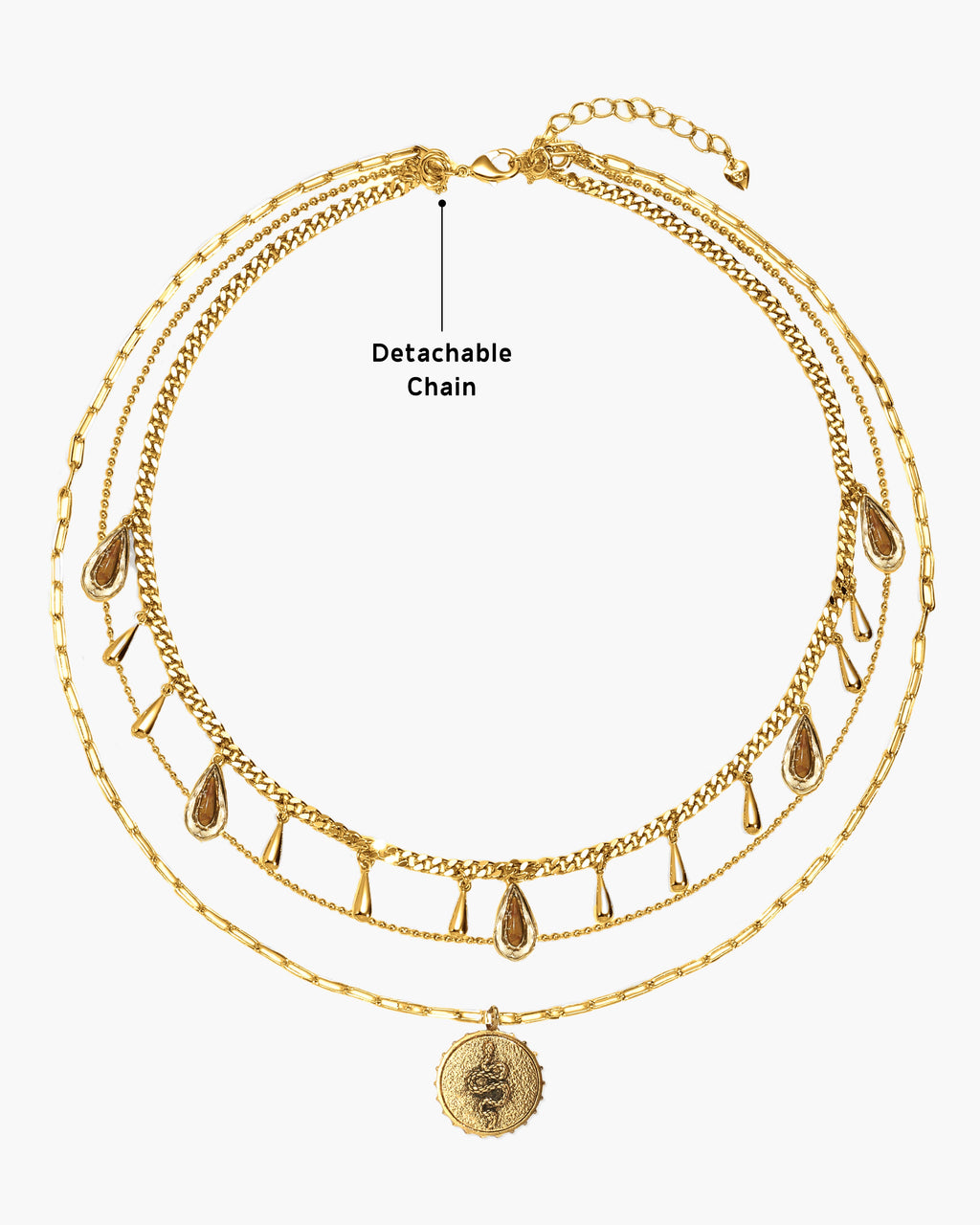 Second Skin Detachable Layered Snake Coin Necklace en route jewellery