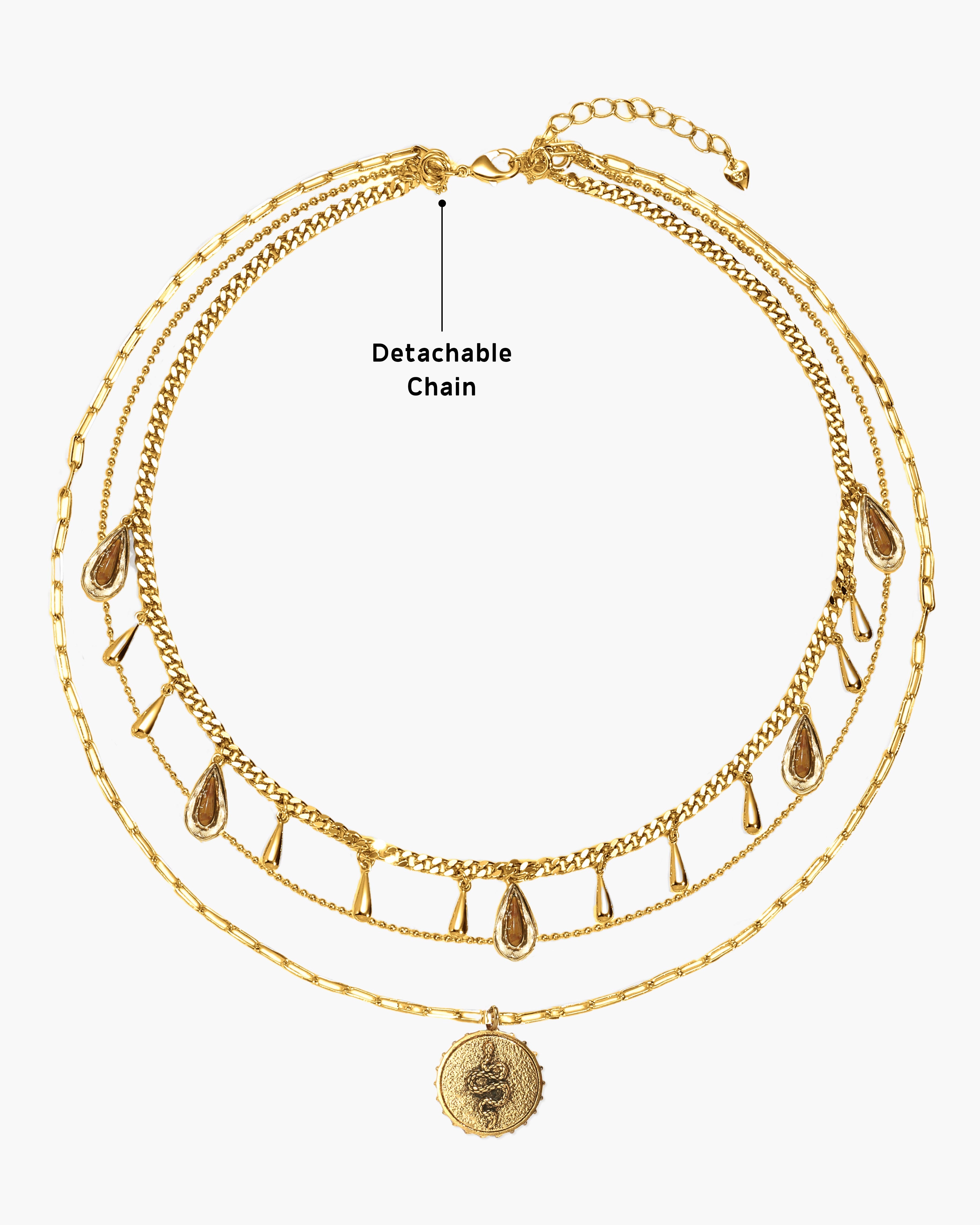 Second Skin Detachable Layered Snake Coin Necklace en route jewellery