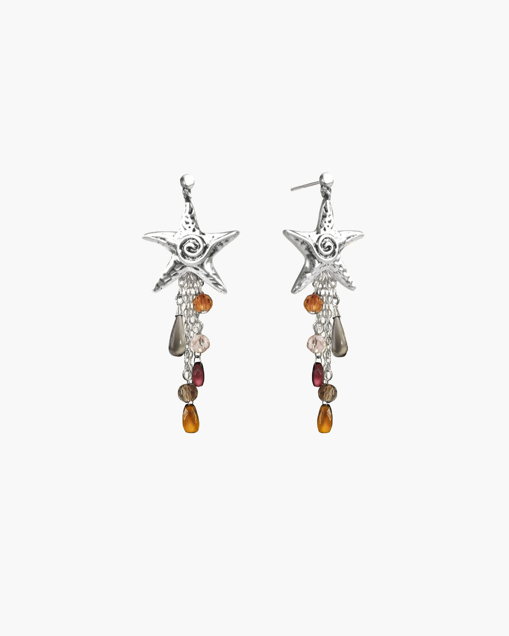 Seaside Nomad Starfish Earrings in Silver en route jewellery