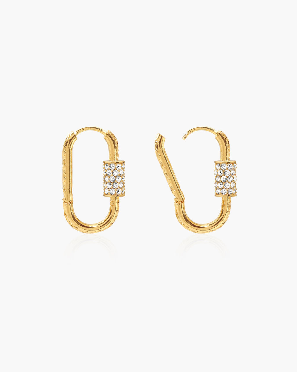 Eden Carabiner Huggie Earrings in Gold en route jewellery