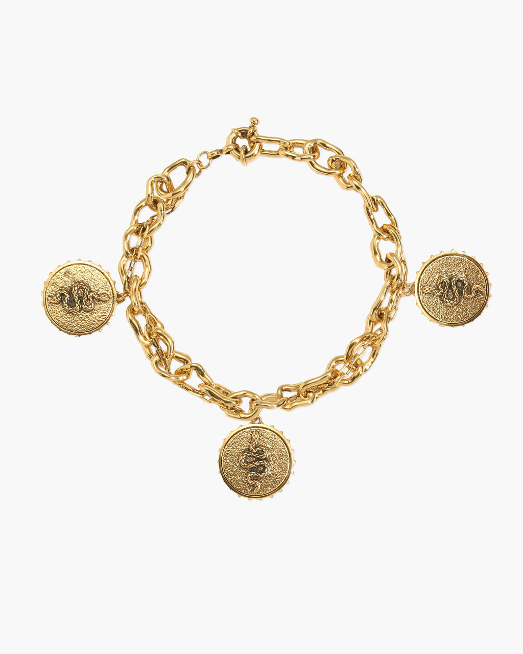 Trinity Snake Coin Double Chain Bracelet in Gold en route jewellery