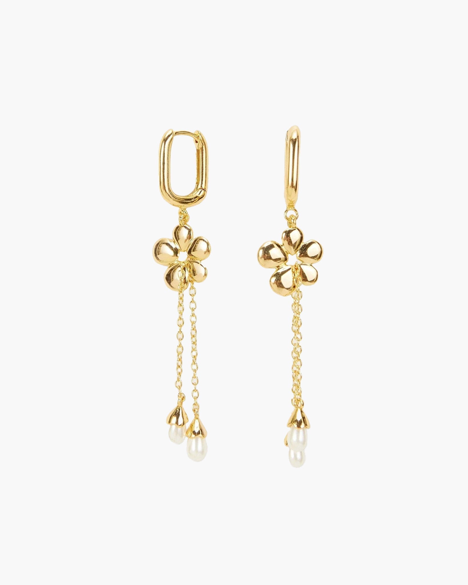 Camille Flower Drop Earrings in Silver en route jewellery