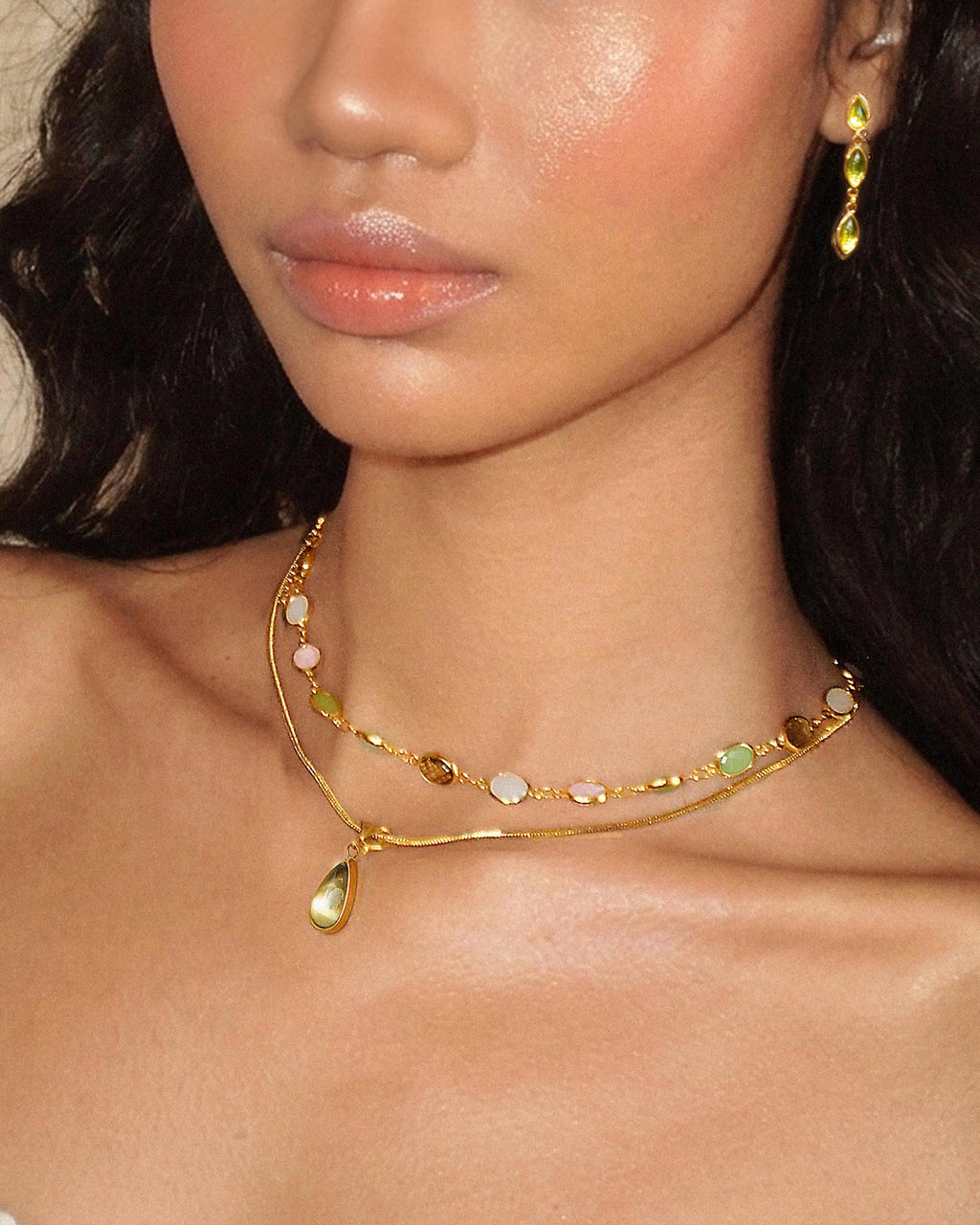 Waterdrop & Whimsical Romance Stone Necklace Set en route jewellery