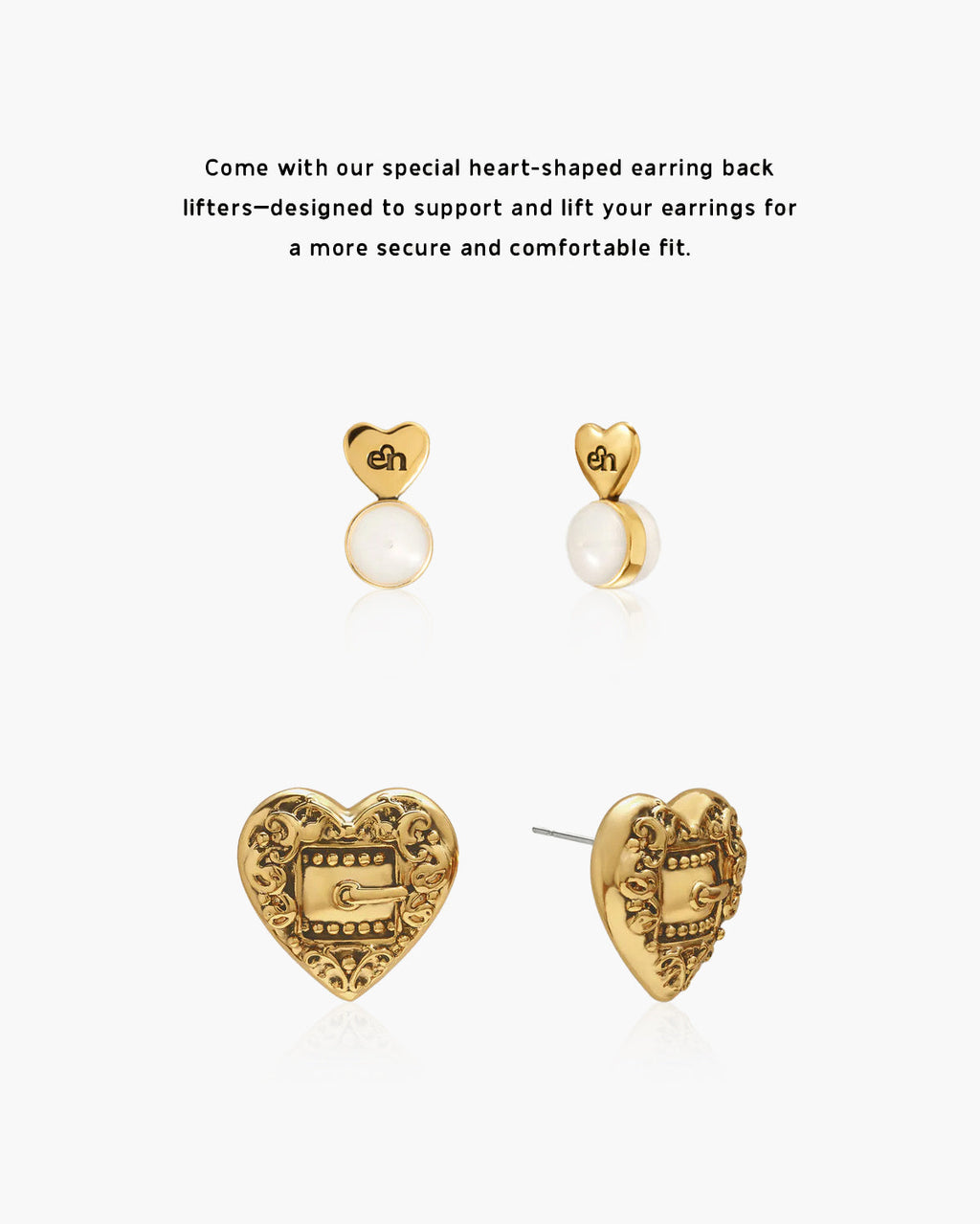 Belted Heart Stud Earrings en route jewellery