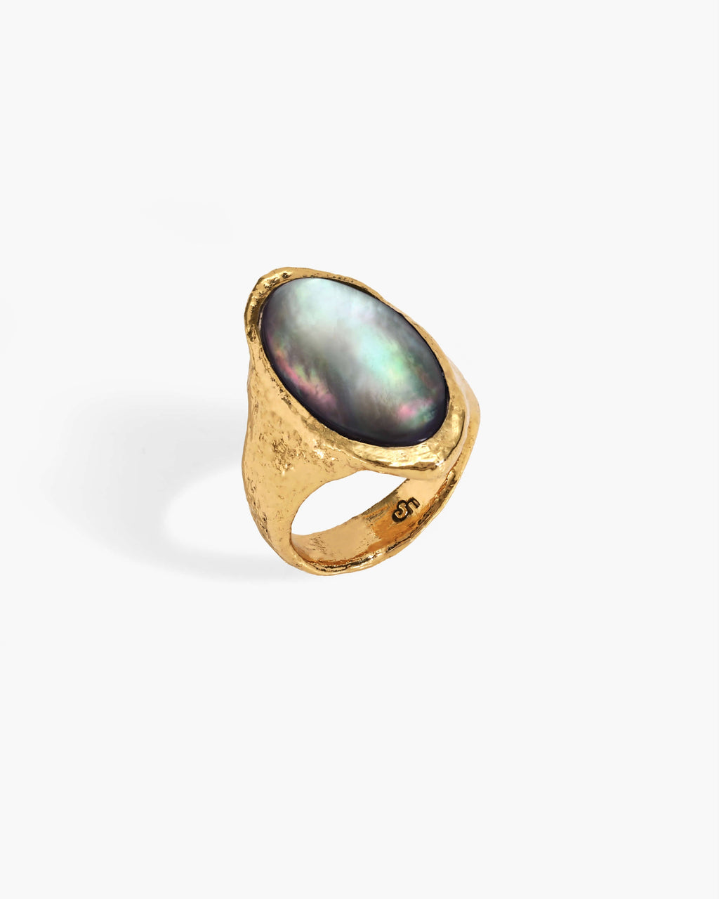 Midnight Oval Shell Ring en route jewellery