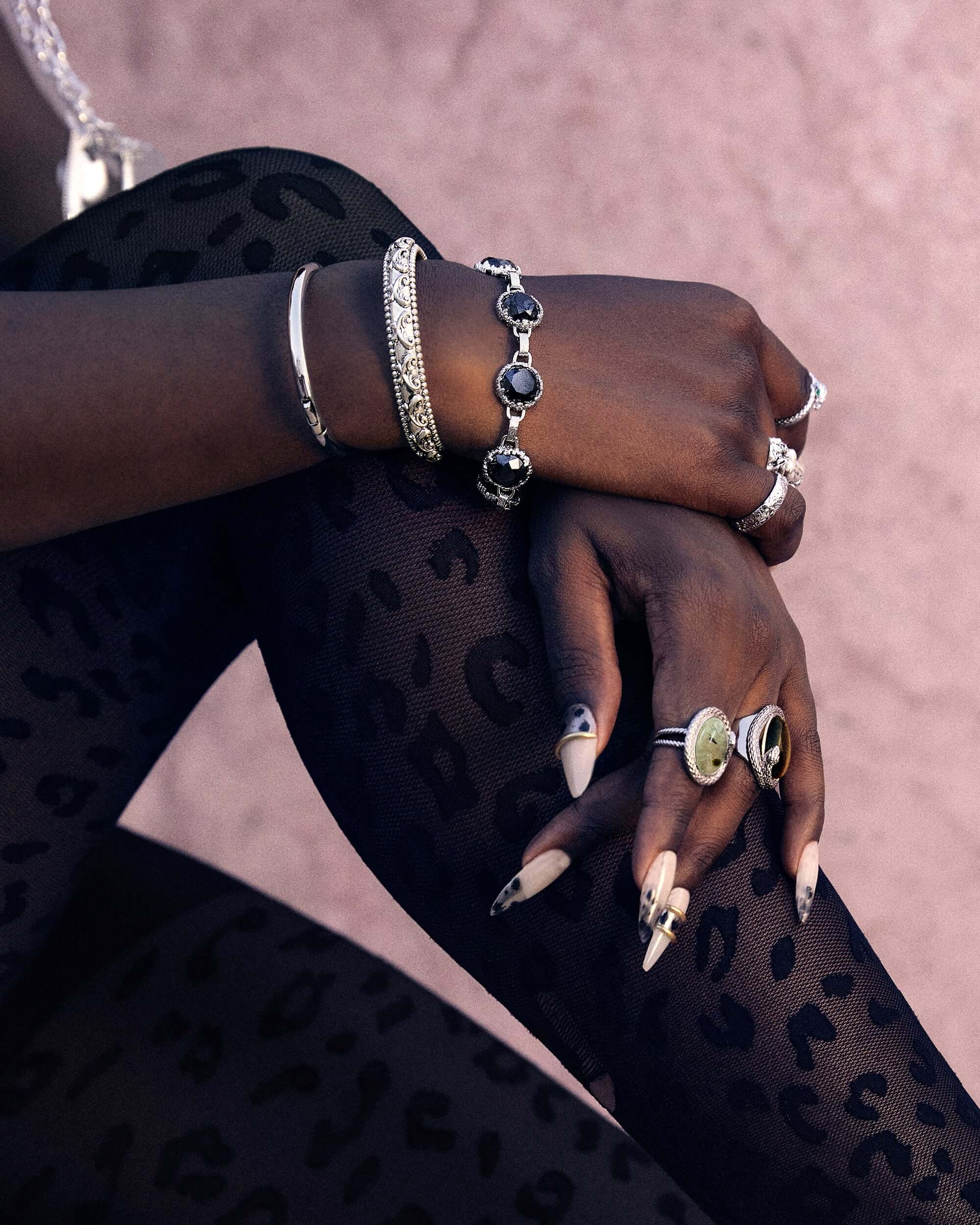 Midnight Quartz Bracelet in Silver en route jewellery