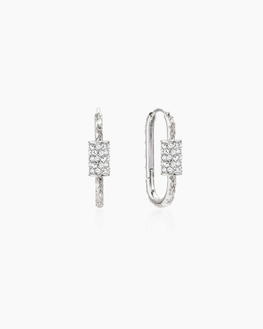 Eden Carabiner Huggie Earrings in Silver en route jewellery