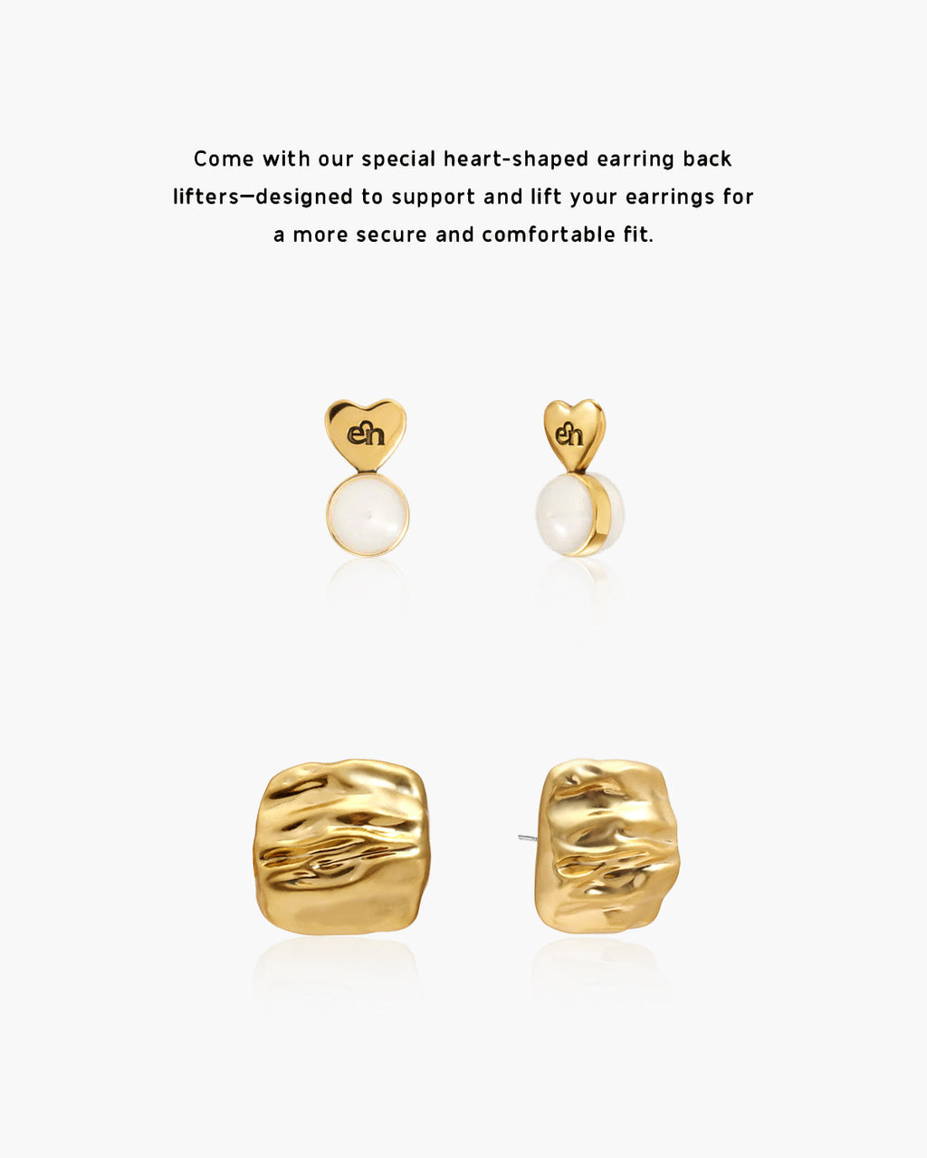 Textured Square Stud Earrings en route jewellery