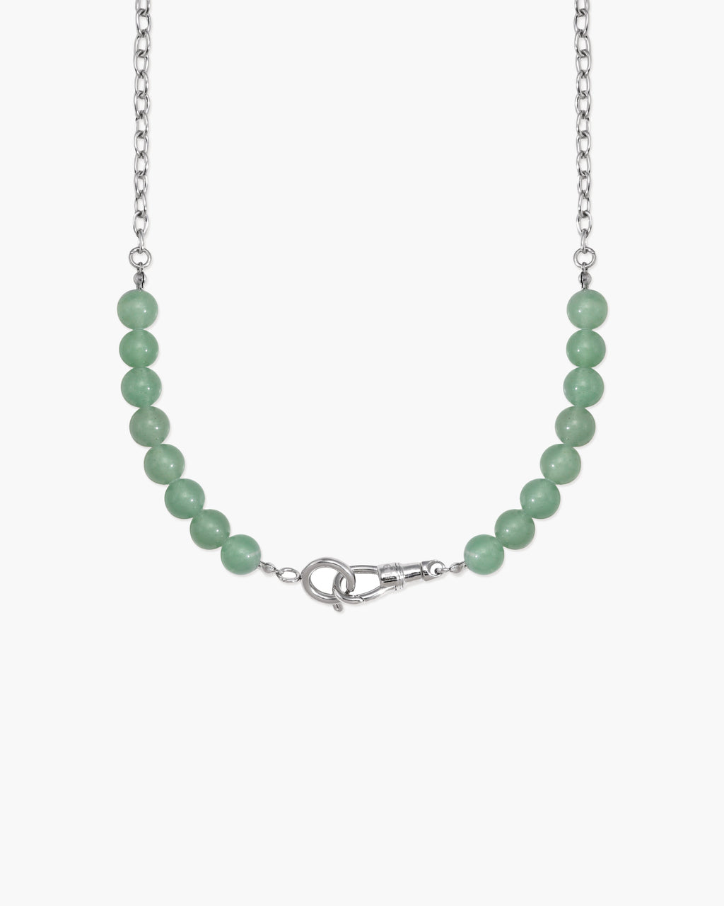 Green Aventurine Beaded Necklace with Charm Holder Clasp en route jewellery