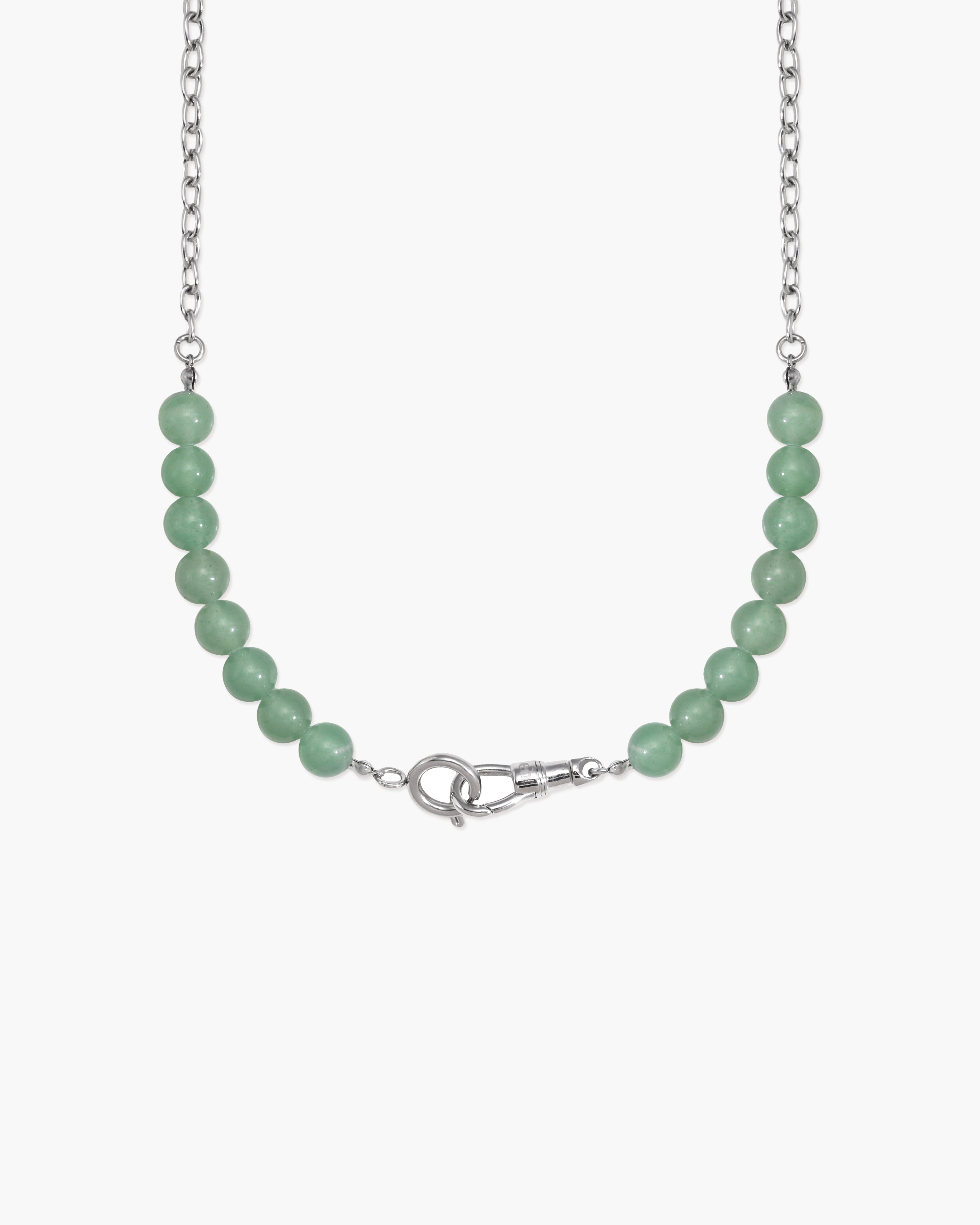 Green Aventurine Beaded Necklace with Charm Holder Clasp en route jewellery