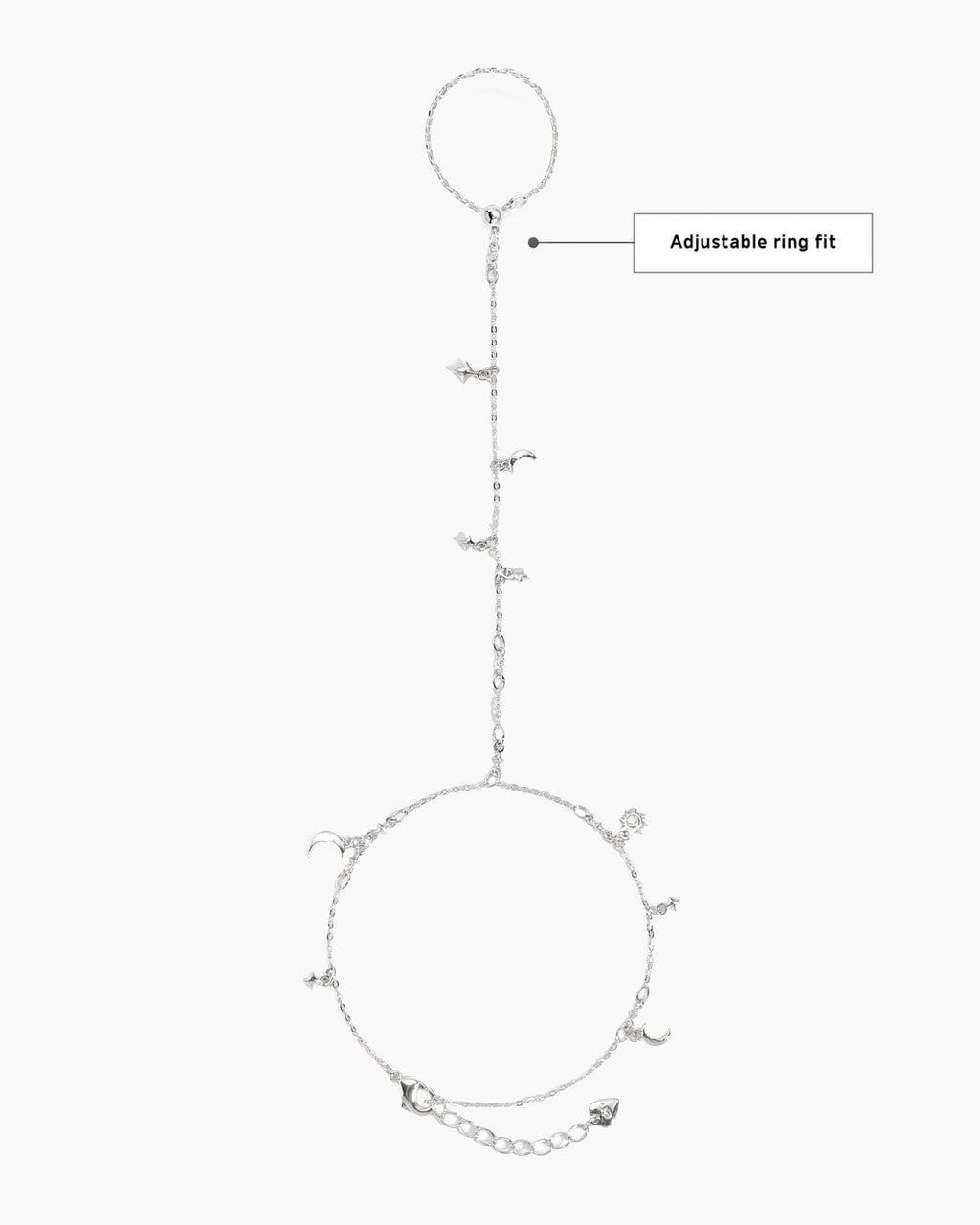 Lyra Hand Chain Bracelet in Silver en route jewellery