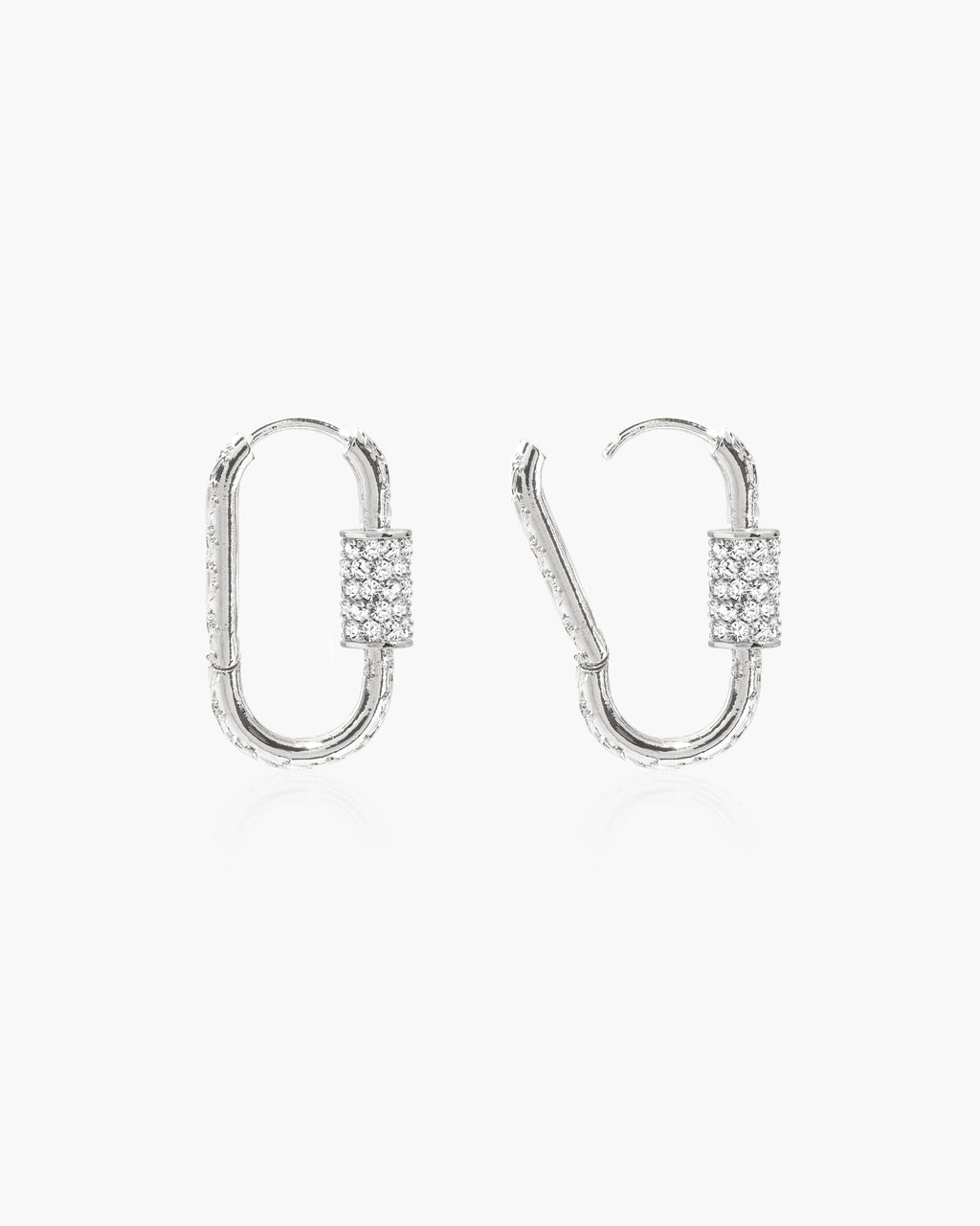 Eden Carabiner Huggie Earrings in Silver en route jewellery