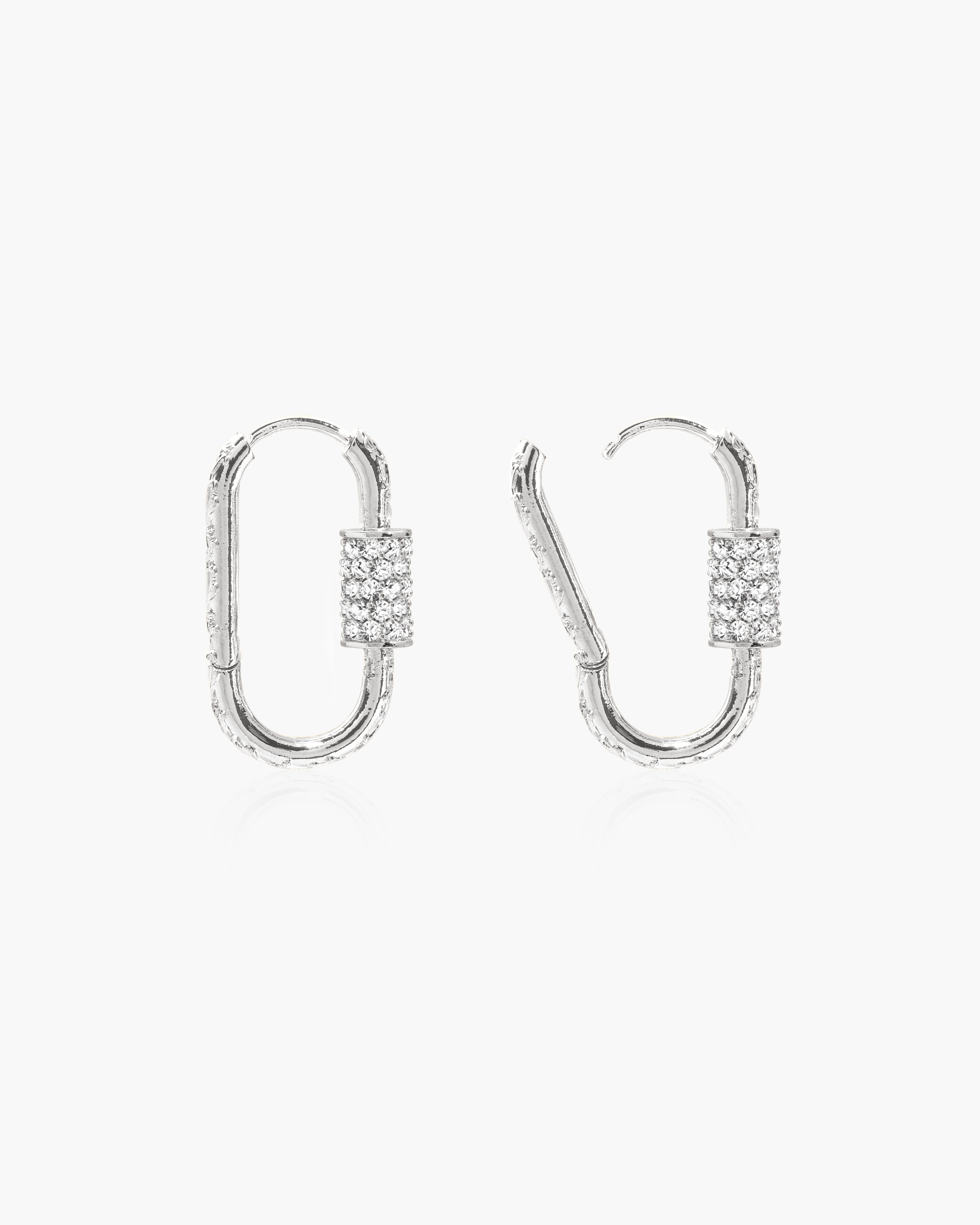 Eden Carabiner Huggie Earrings in Silver en route jewellery