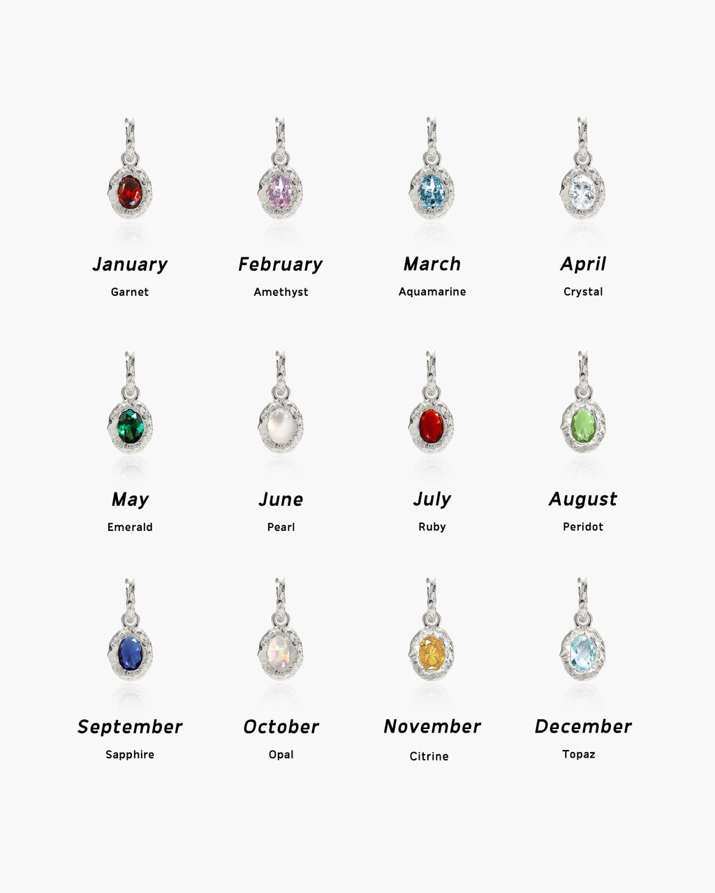 Birthstone Earrings in Silver en route jewellery