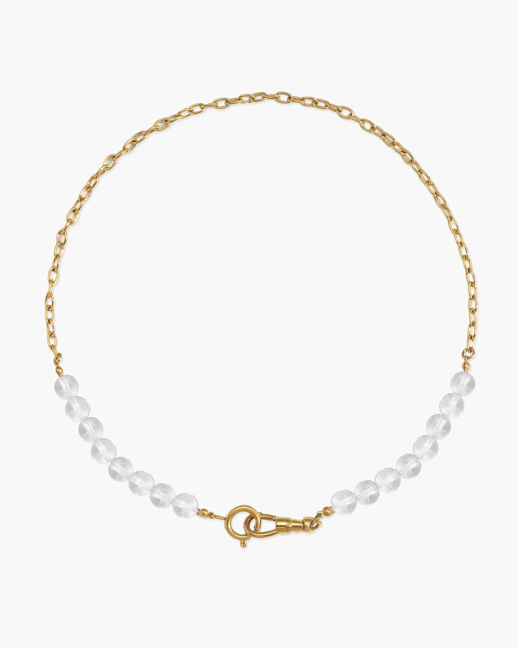 Clear Quartz Beaded Necklace with Charm Holder Clasp en route jewellery