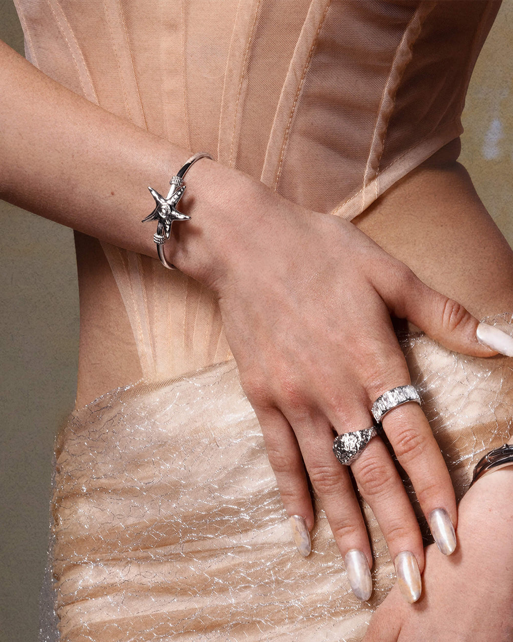 Silver Starfish Bangle