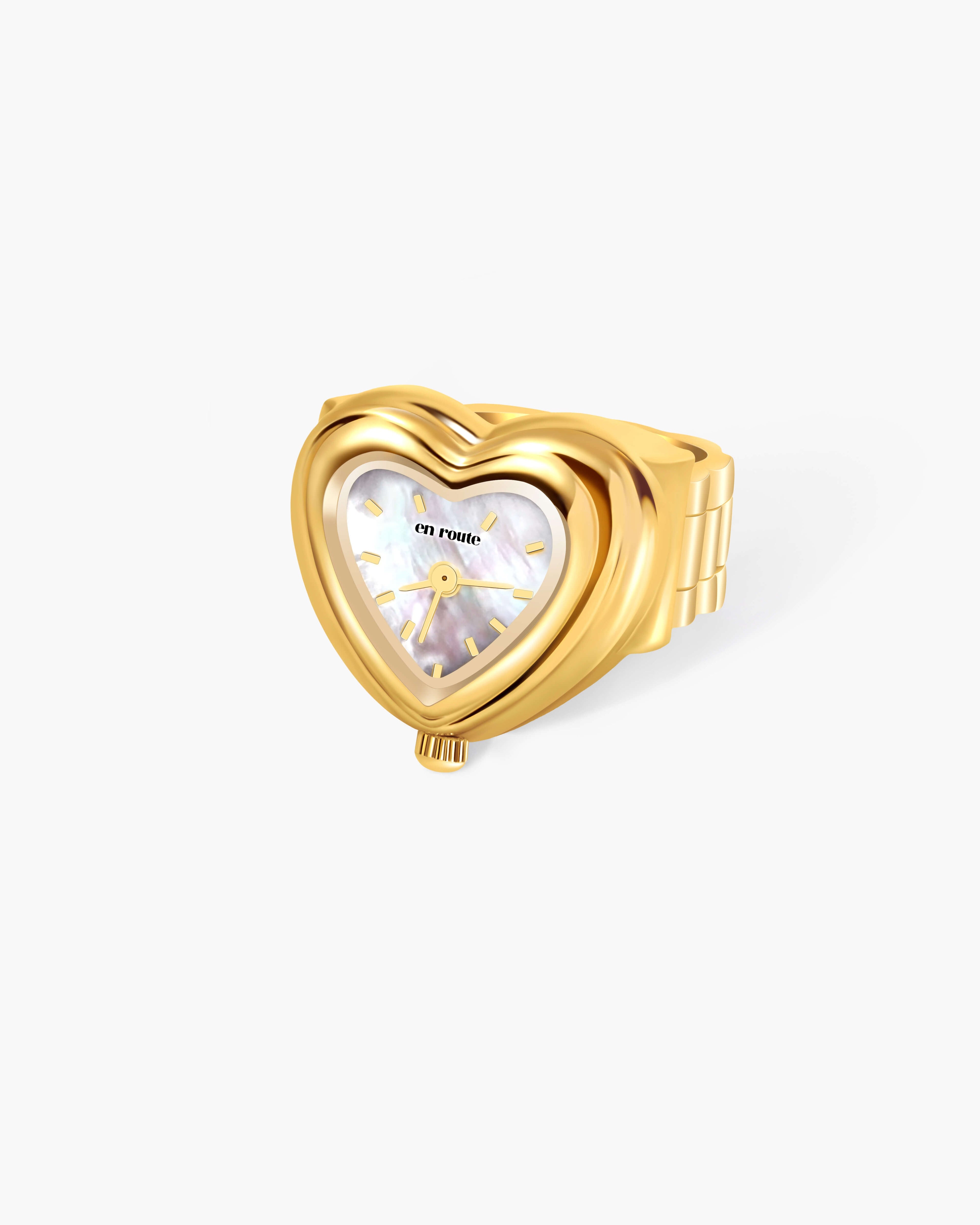 City Heart Watch Ring in Gold en route jewellery
