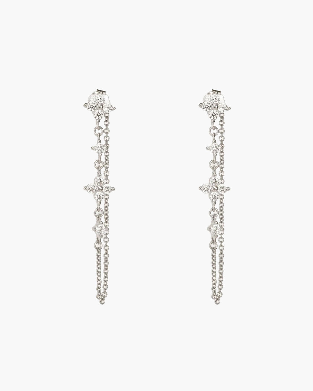 Silver Clover Drop Earrings