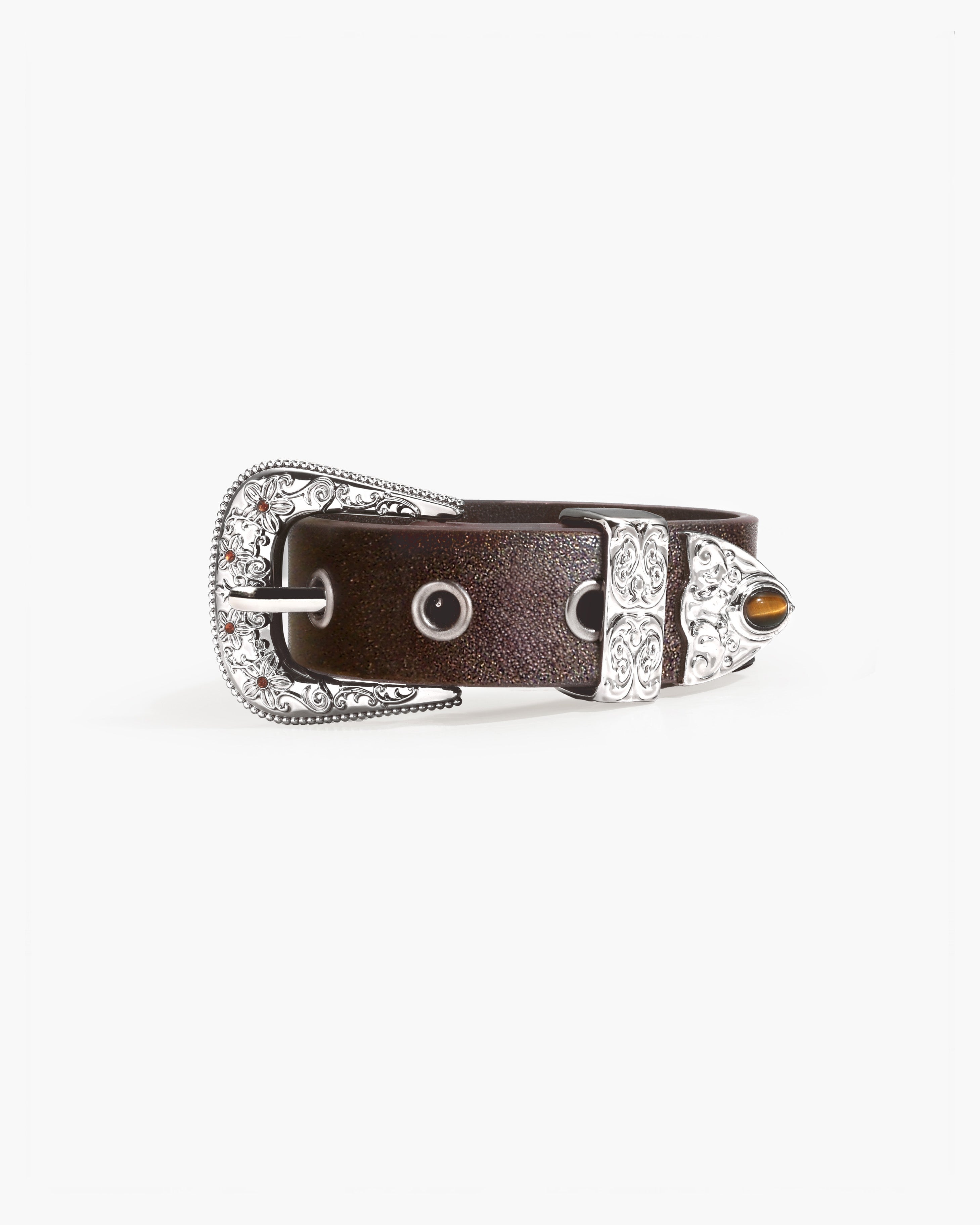 Bind Tiger’s Eye Embellished Buckle Wristband en route jewellery