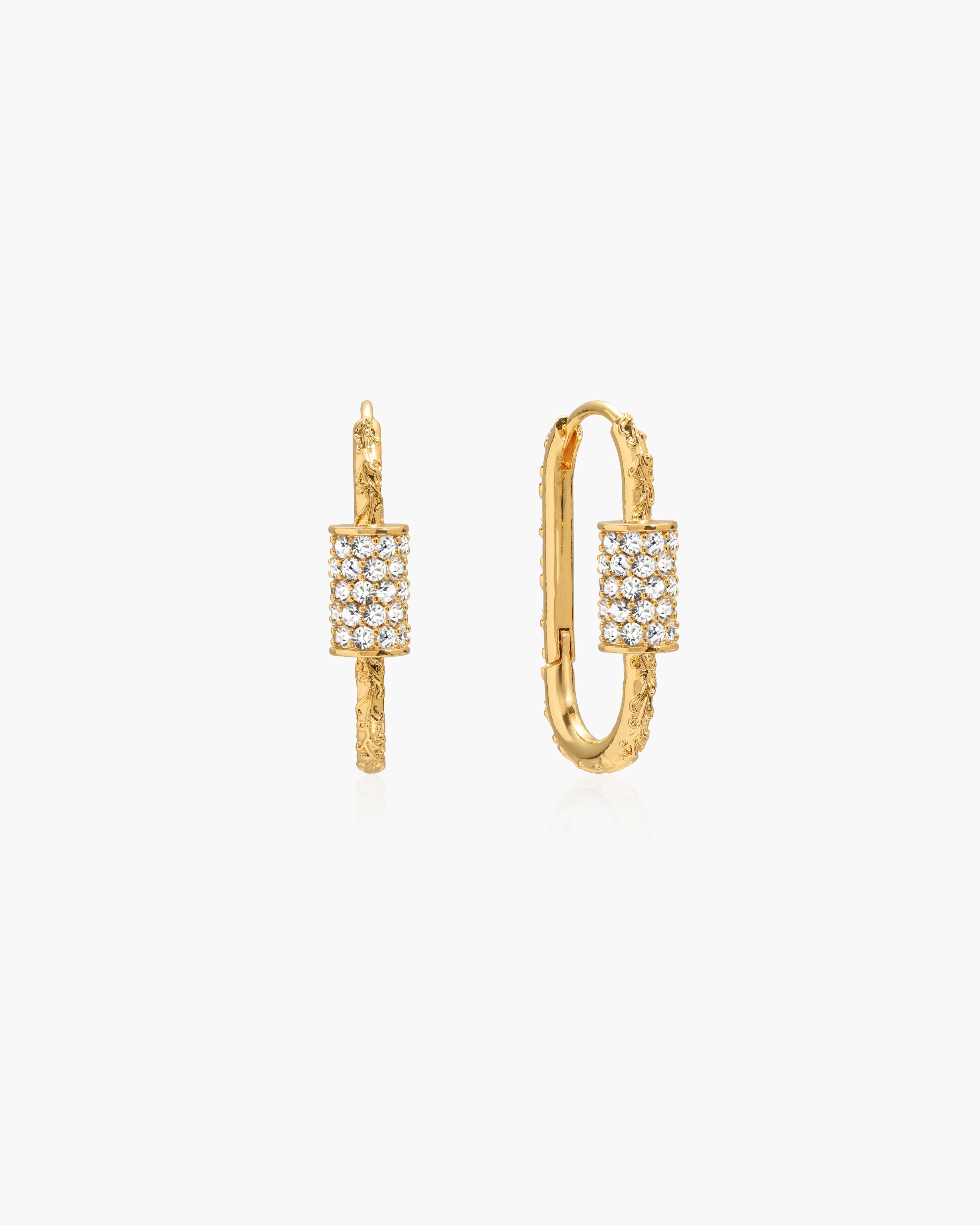 Eden Carabiner Huggie Earrings in Gold en route jewellery