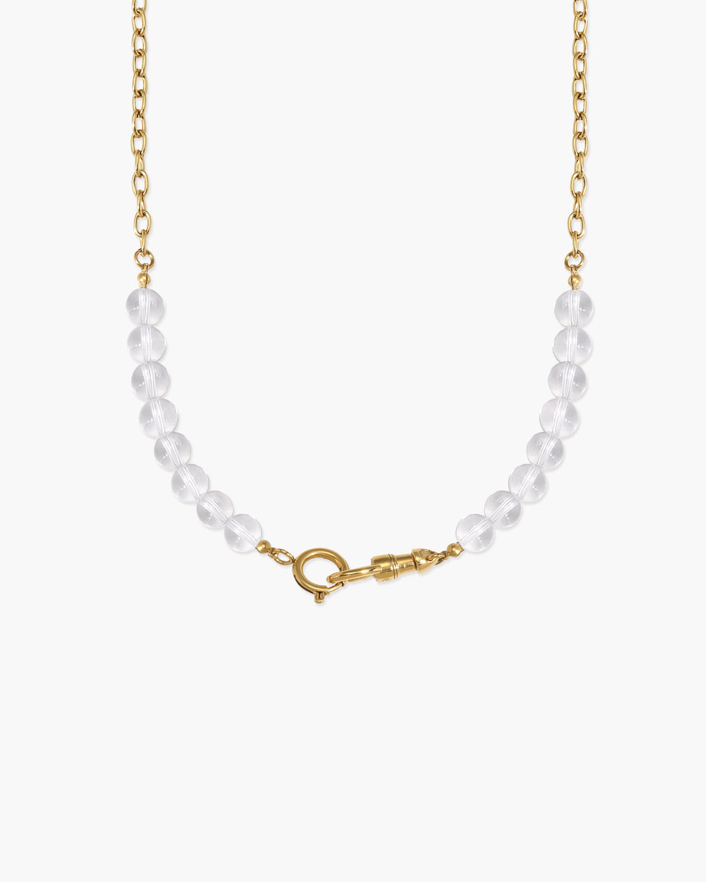 Clear Quartz Beaded Necklace with Charm Holder Clasp en route jewellery