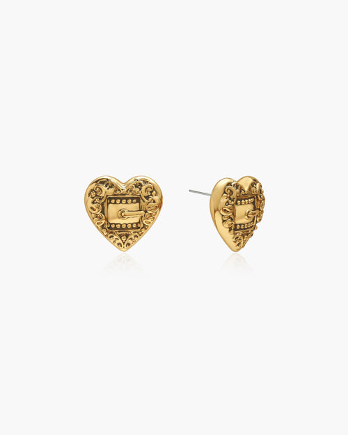 Belted Heart Stud Earrings en route jewellery