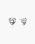 Belted Heart Stud Earrings in Silver en route jewellery