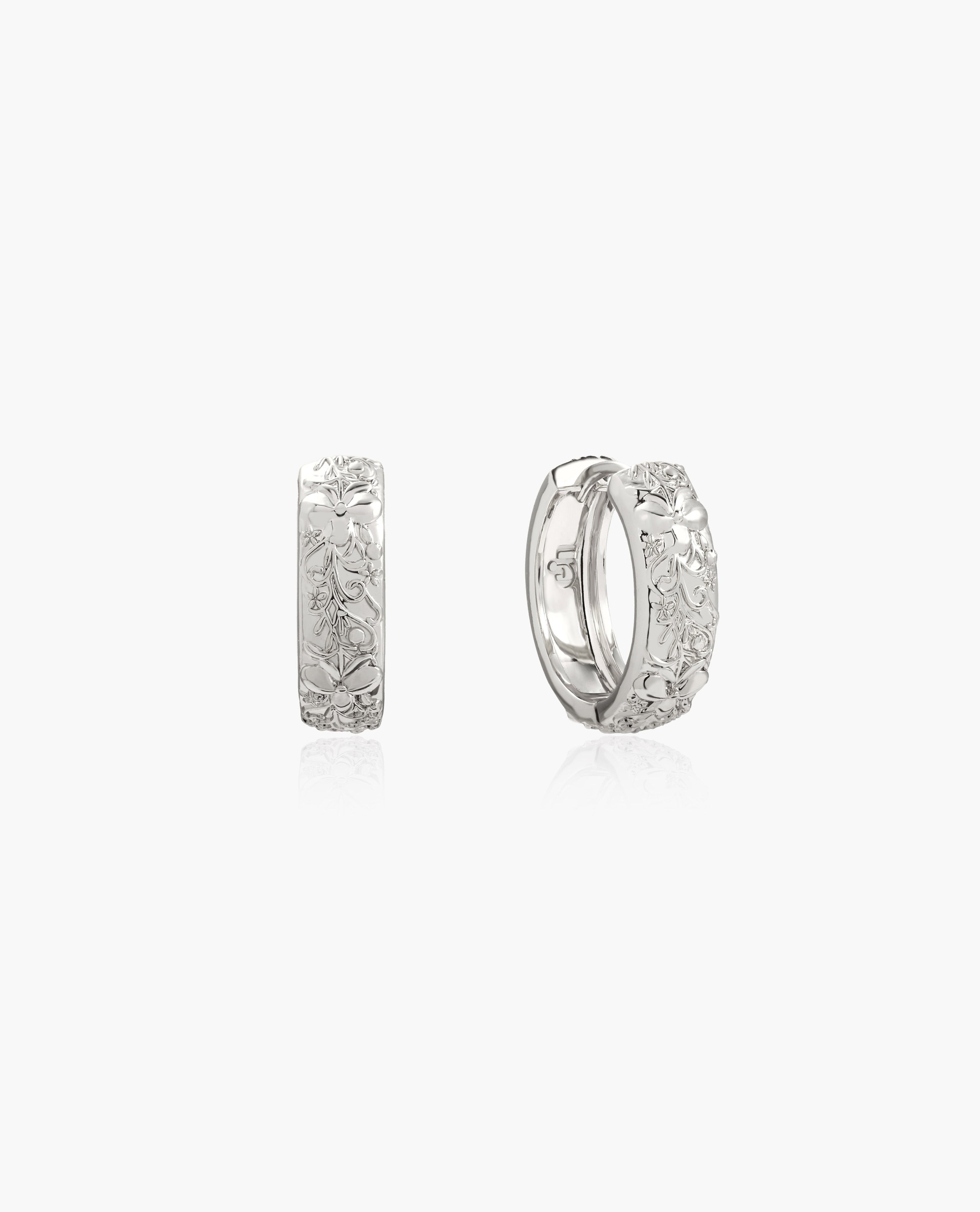 Mini Serenade of Orchid Hoops in Silver en route jewellery