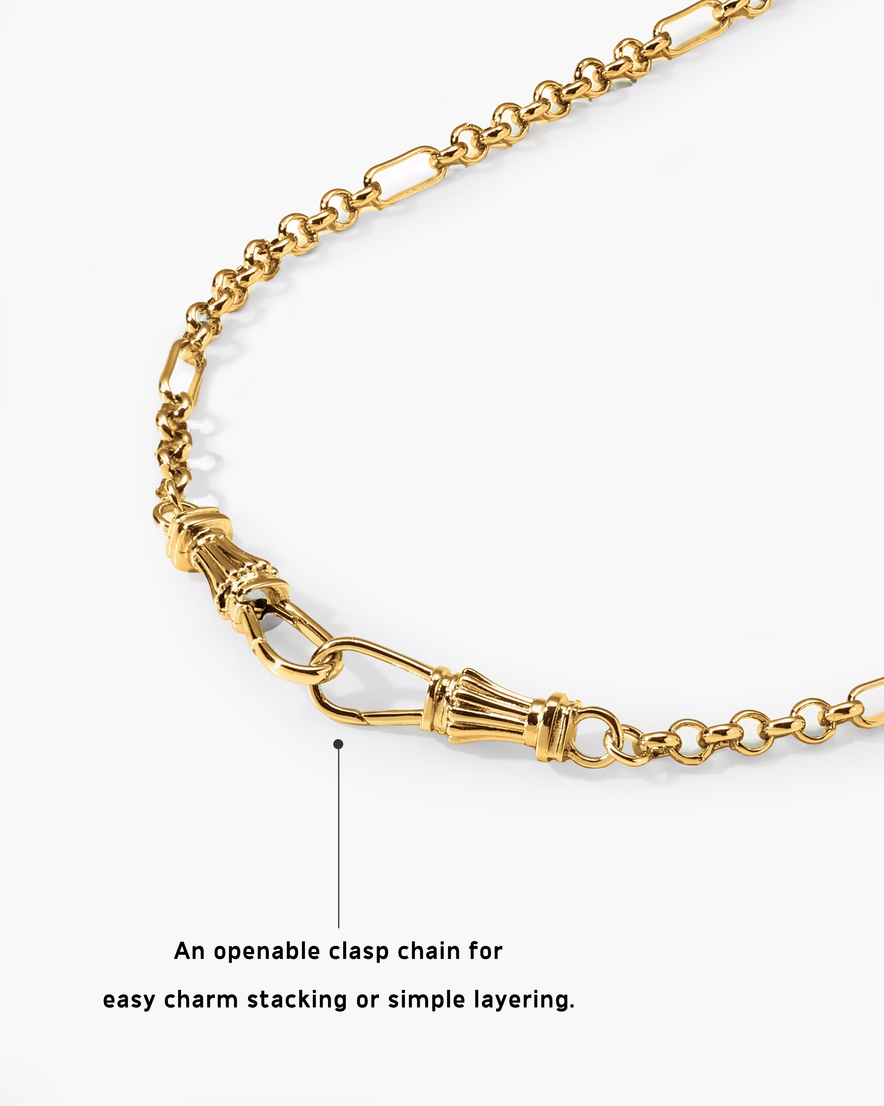 Deco Clasp Chain Necklace in Gold en route jewellery